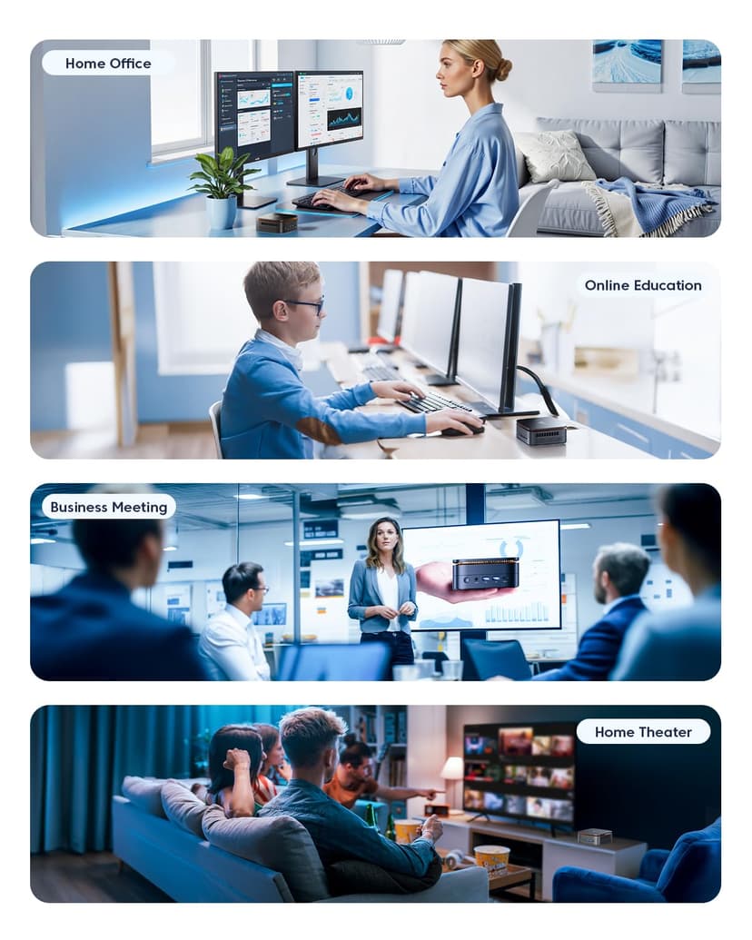 NiPoGi Essenx E1 Mini PC AMD Ryzen 3250U Windows 11 Pro (2C/4T, up to 3.5 GHz) 8GB DDR4 RAM + 256GB SSD, 4K@60Hz dual display HDMI 2.0 + DP/Wi-Fi/BT/LAN, mini computer for office/education - 9