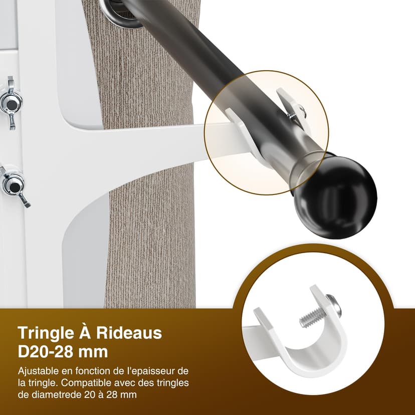 Curtain Rod Holder without Drilling, Bracket for Roller Shutter Box, Curtain Rod Holder, No Drilling, Bracket for Roller Shutter Box, White - 5