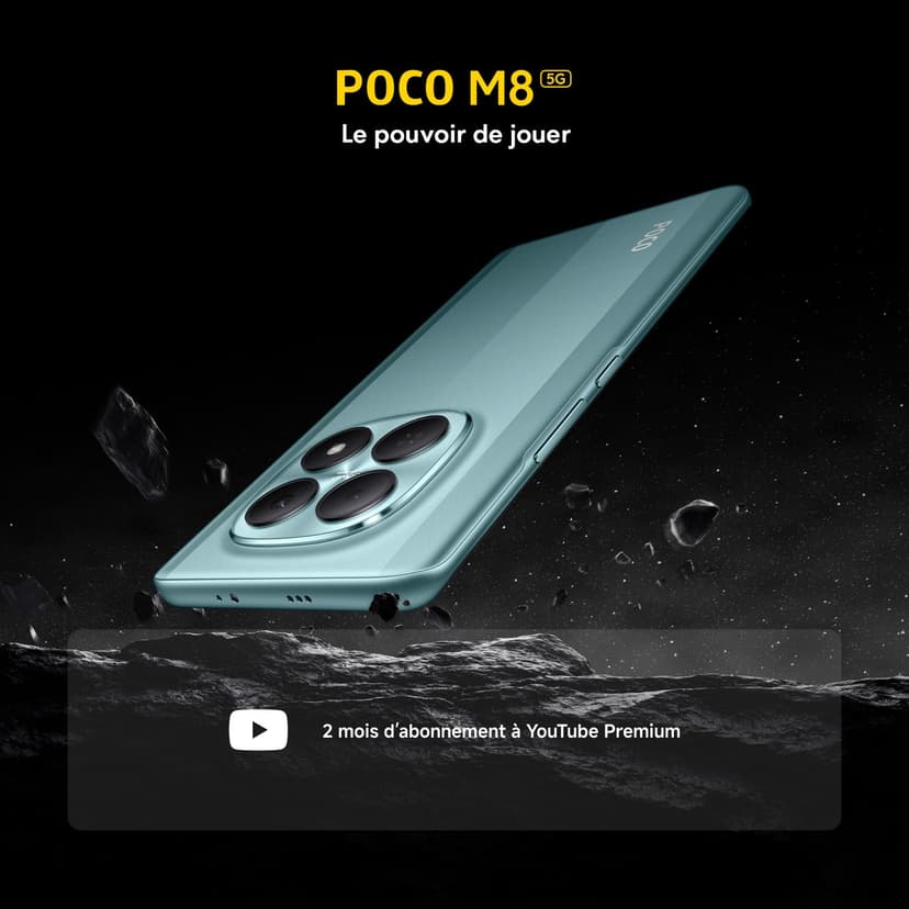 Xiaomi POCO M8, Smartphone 8+512 Go, Écran AMOLED FIow 120Hz de 6,77", Snapdragon® 6 Gen 3, Double caméra AI 50 Mpx, Design élégant incurvé en 3D, Noir, Garantie 2 Ans, Chargeur Non Inclus - 2