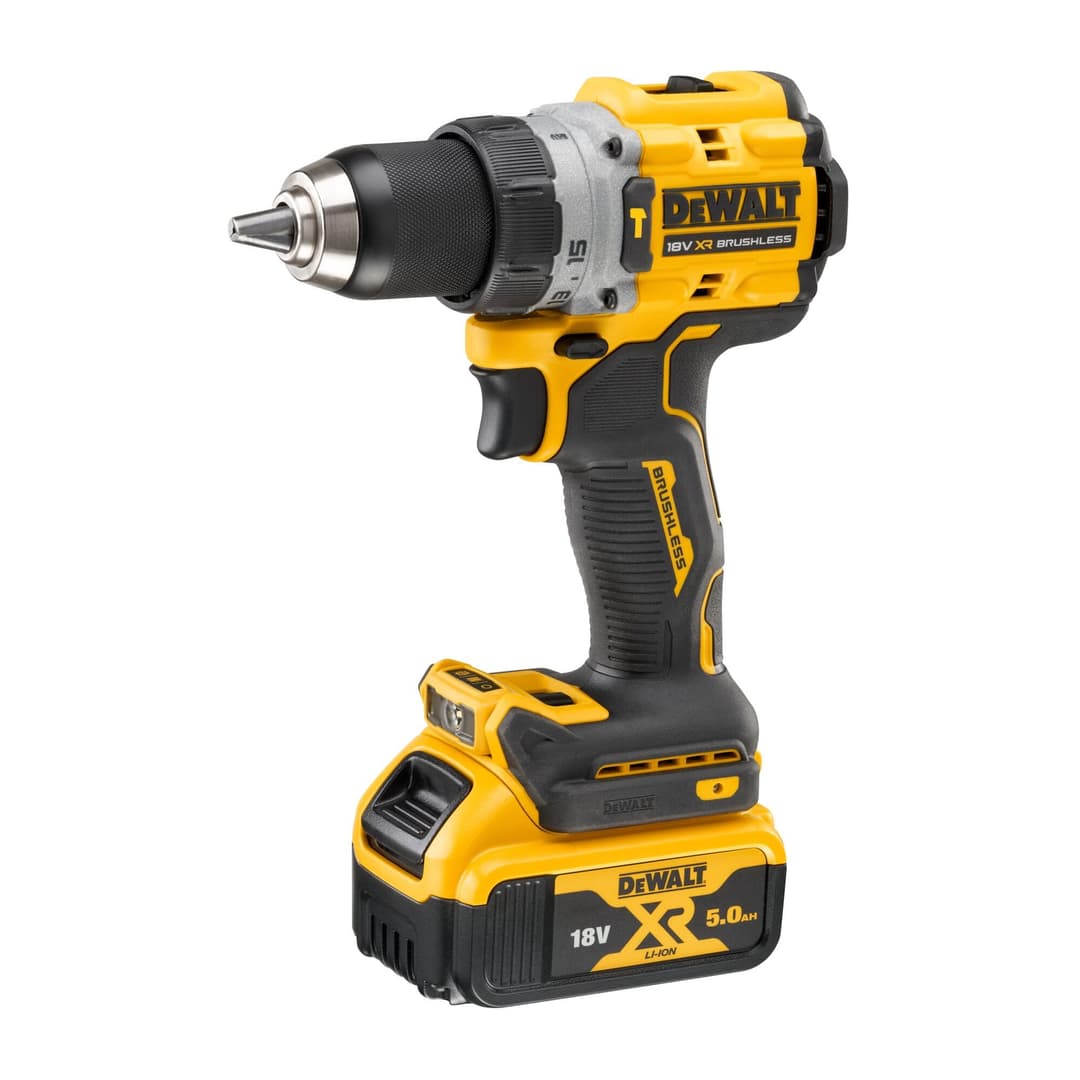 Dewalt DCD805P2T 18V Cordless Hammer Drill (Brushless Motor, 2-Speed Full Metal Gearbox, with LED Work Light, Includes 2X 5.0Ah XR Batteries, Charger & TSTAK Box)