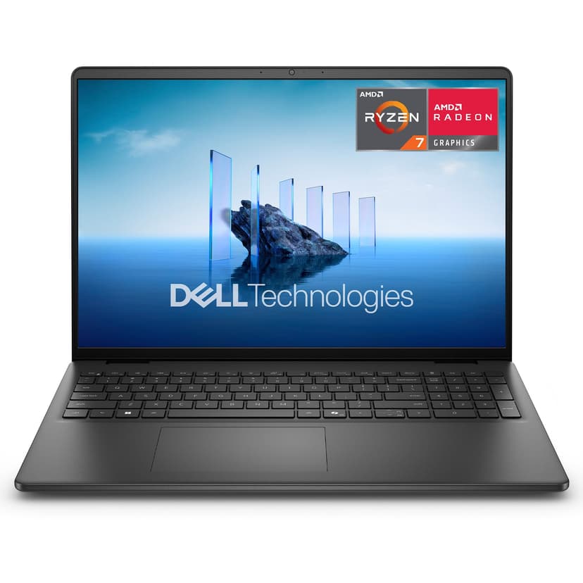 Dell 16 x DC16255 AMD Ryzen 7 250 16" 2K (1920x1200) Anti-Glare AMD Radeon 16GB DDR5 RAM 1TB SSD Windows 11 Home AZERTY Backlit Keyboard - Carbon Black - 1