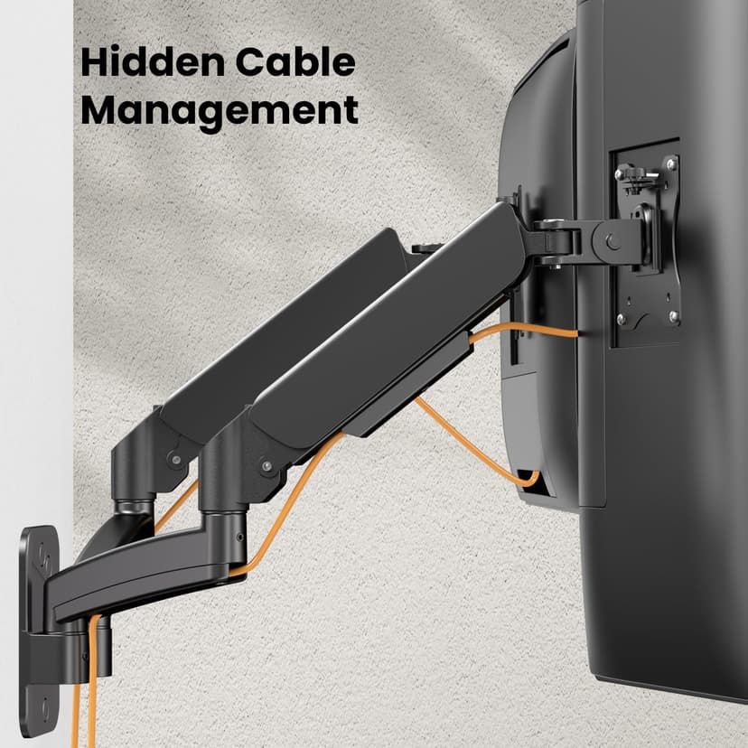 IMtKotW Monitor Wall Mount 2 Monitors for 17-32 inch Flat & Curved Screens, 9kg/arm, Ergonomic Height Adjustable Tilt/Swivel and Rotate, VESA 75x75/100x100 Monitor Mount Wall - 8