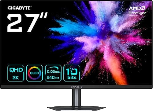 Gigabyte GO27Q24 27” Monitor Gaming OLED 2K QHD - 2560 x 1440, 240Hz, 0.03ms, 400 cd/m², FreeSync Premium, HDMI 2.0, Displayport 1.4