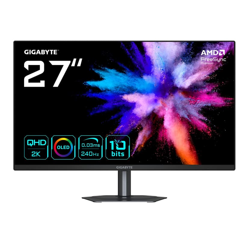 Gigabyte GO27Q24 27” Monitor Gaming OLED 2K QHD - 2560 x 1440, 240Hz, 0.03ms, 400 cd/m², FreeSync Premium, HDMI 2.0, Displayport 1.4 - 1