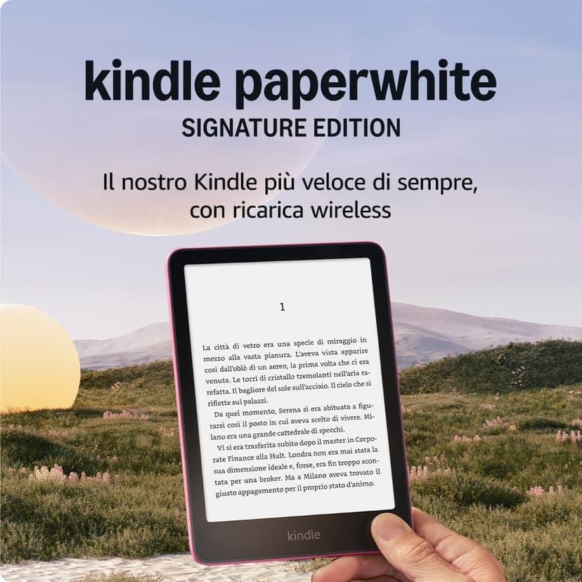 Amazon Kindle Paperwhite Signature Edition (newest gen) – Our fastest Kindle with an auto-adjusting front light, wireless charging and weeks of battery life – 32 GB – Without Ads - Metallic Raspberry - 1