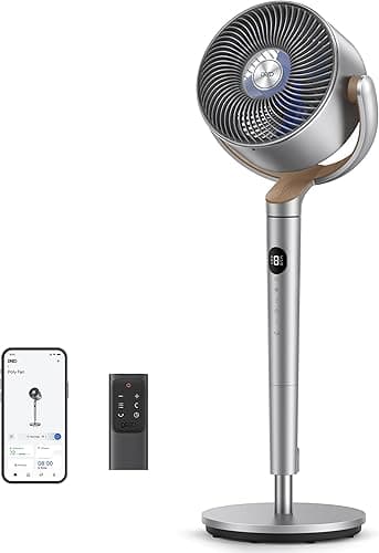 DREO Standing Fan, 120°+120° Smart Oscillating Floor Fans with Wi-Fi/Voice Control, 85 ft Fan For Bedroom, DC Motor Quiet Fans, adjustable height, 8 Speeds, 6 Modes, 12H Timer, Office, Room