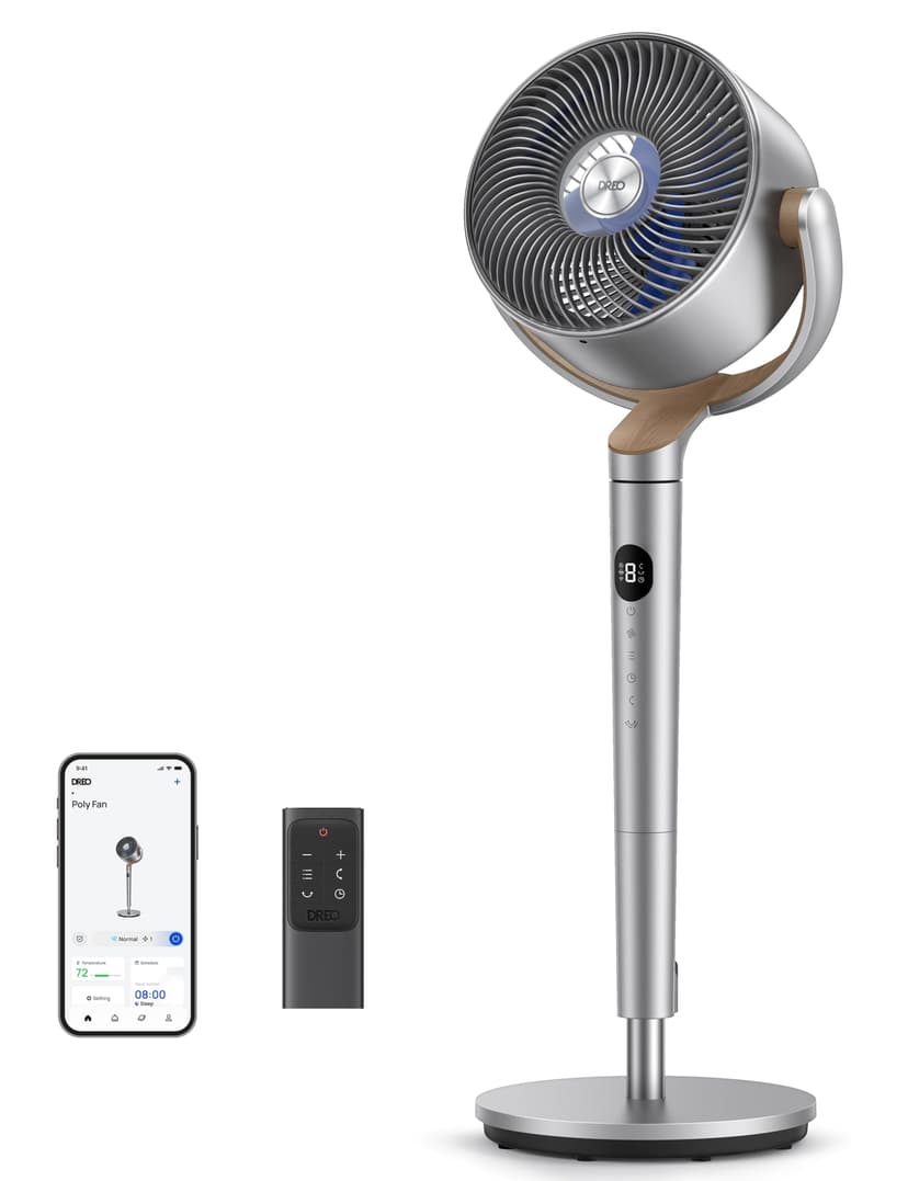 DREO Standing Fan, 120°+120° Smart Oscillating Floor Fans with Wi-Fi/Voice Control, 85 ft Fan For Bedroom, DC Motor Quiet Fans, adjustable height, 8 Speeds, 6 Modes, 12H Timer, Office, Room - 1