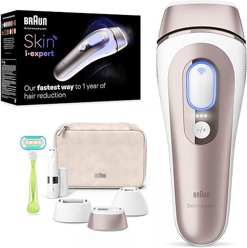 Braun Smart IPL Skin i·Expert, Hair Removal for Home, Free App, Storage Bag, Venus Razor, 3 Attachments, PL7249