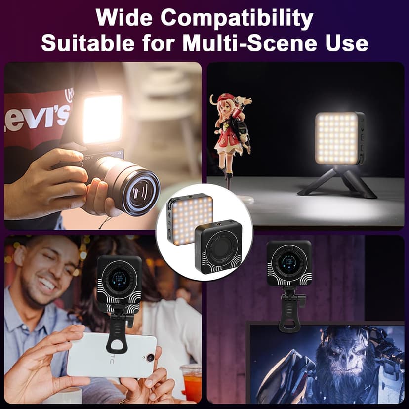 Lumière vidéo RVB, Robofun 80 LED avec batterie de 2500 mAh, CRI95+, petite lumière de caméra à intensité variable, 2700 K-7500 K, lumière photo compacte pour la prise de vue macro, la photographie de - 8