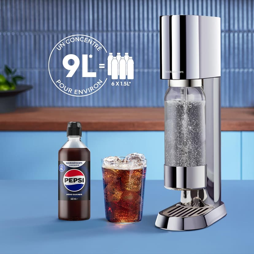 Sodastream - Set of 6 x Pepsi Max concentrates, sugar-free, 100% original flavour, with measuring cap, 6 x 440 ml. - 4