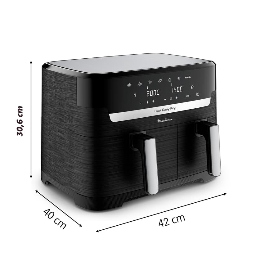Moulinex Friteuse sans huile, Capacité 8,3 L, Jusqu'à 8 personnes, 7 programmes automatiques, Ecran tactile digital, Économie d'énergie, Air Fryer, Application dédiée, Easy Fry Dual EZ901820 - 8