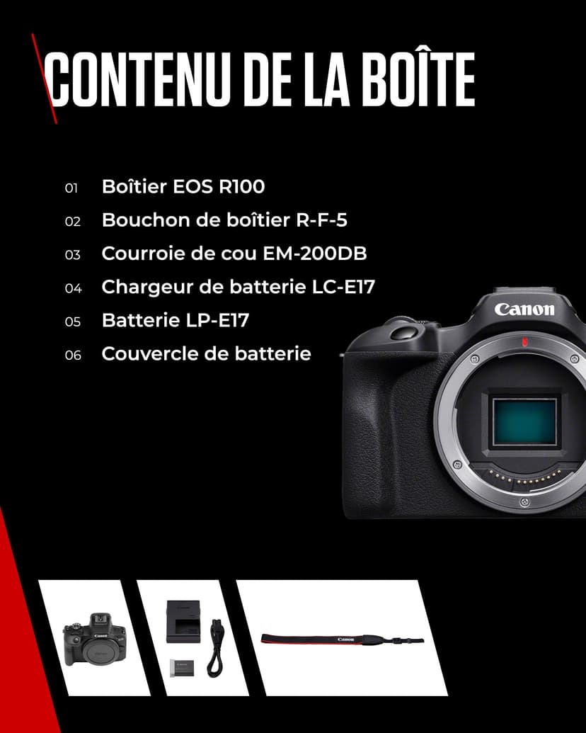 Canon EOS R100 Appareil Photo Hybride Compact à capteur APS-C stabilisé 24M Pixels, Vidéo 4K, Wi-FI, AutoFocus Dual Pixel, boitier Nu Noir - 7