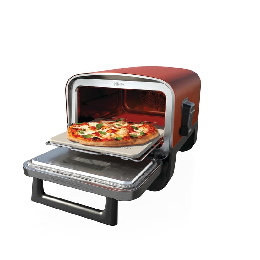 Ninja Woodfire Four à pizza extérieur électrique 8-en-1, rotissoire & fumoir barbecue avec grille, plaque pro-heat, pierre à pizza, granulés de bois et pelle, 6 réglages, orange foncé OO101EU - 4