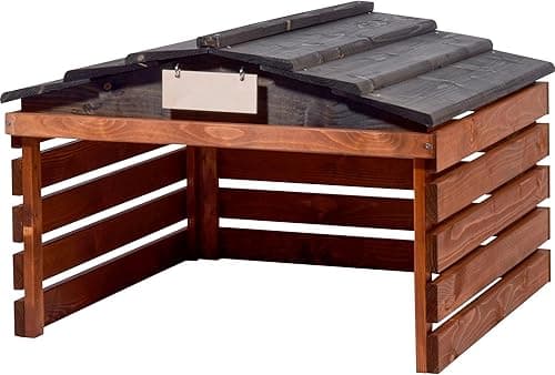 dobar® Robot Lawnmower Garage Made of Wood with Removable Roof, Lawn Robot Shelter with Customisable Sign, 78.5 x 74 x 52.5 cm, Brown/Black