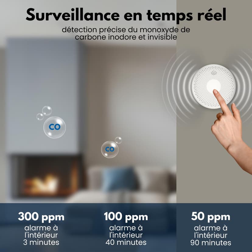 Aroha Smart Connect Smart WiFi Smoke and Carbon Monoxide Alarm - 10 Year Battery - Tuya & Smartlife - Combination Smoke Alarm & CO Detector - 3 set - 5