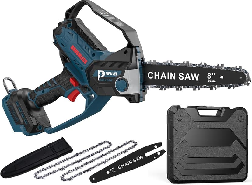 8-Inch Chainsaw for Bosch 18V GBA Battery, Auto-Oiler, 6&8 inch Brushless Cordless Pruning Chainsaw, Battery Powered Mini Chainsaw for Wood Cutting, Tree Trimming (Tool only) - 1