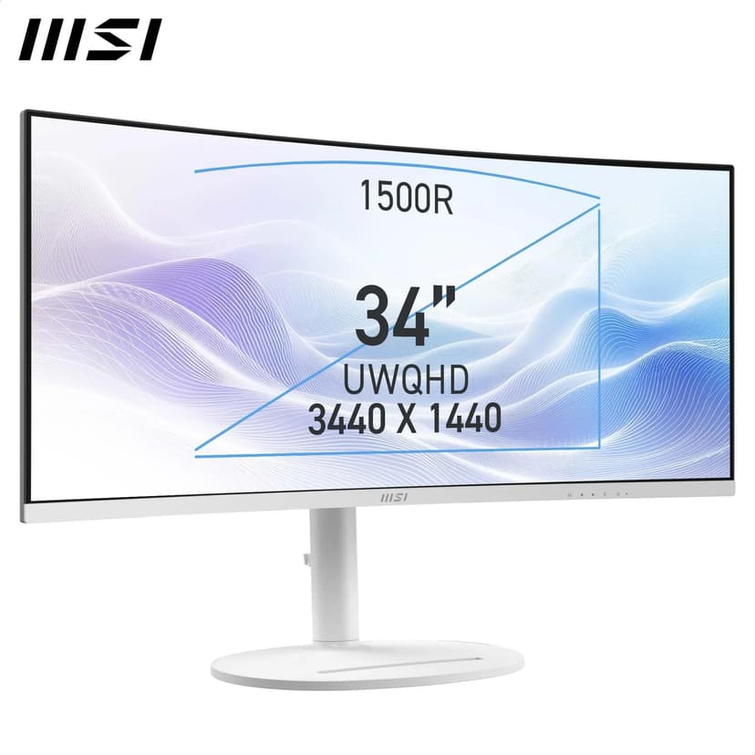 MSI Modern MD342CQPW 34" Curved Monitor UWQHD 1500R, 3440x1440 VA Panel, 21:9, KVM, Pip/PBP, 120Hz, 300 nits, Anti-Glare, Built-in Speakers, 3-Way Adjustable, HDMI 2.0b - 2
