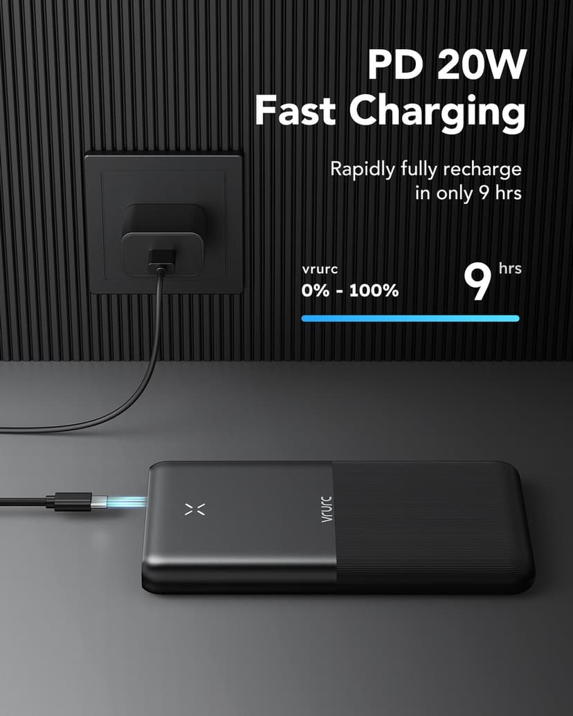VRURC Power Bank 30 000 mAh 22,5 W Powerbank USB C Charge Rapide Batterie Externe pour téléphone Portable avec 4 Sorties et 3 entrées Chargeur Portable Compatible avec iPhone, Huawei, tablettes, etc - 5