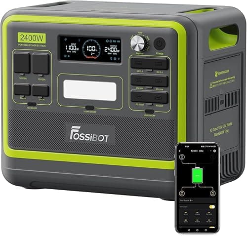 FOSSiBOT F2400 Generateur Electrique Portable, 2048Wh Batterie LiFePO4 Station électrique, 3 Sorties CA 2400W (4800W Pic) 230V Groupe Electrogene Solaire pour Camping, Voyage Maison/Bureau