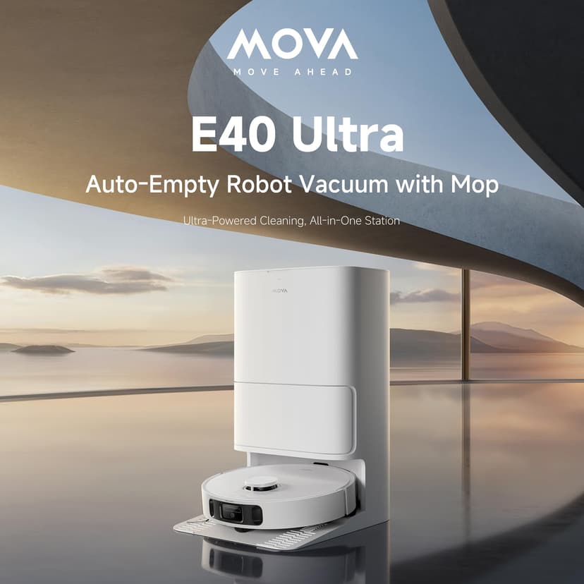 Mova E40 Ultra Robot Aspirapolvere e Lavapavimenti 19000Pa con Svuotamento Automatico, Autopulizia Panno, Sollevamento 10.5mm e Rilevamento Ultrasuoni Tappeti - 2