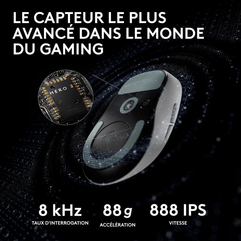 Logitech G PRO X SUPERLIGHT 2, Ratón inalámbrico para gamingratón Pro-Grade de 60 g con 5 botones programables,Europa del Este Envases,44 000 DPI,velocidad de respuesta de 8 kHz,USB-C, PC/Mac - Blanco - 4