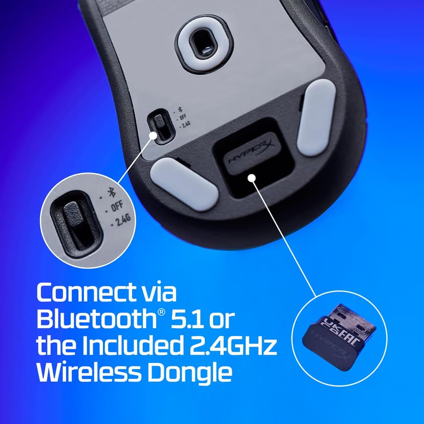 HyperX Pulsefire Haste 2 Mini Wireless Gaming Mouse for PC | Compact | Lightweight Bluetooth 2.4GHz | Black - 6