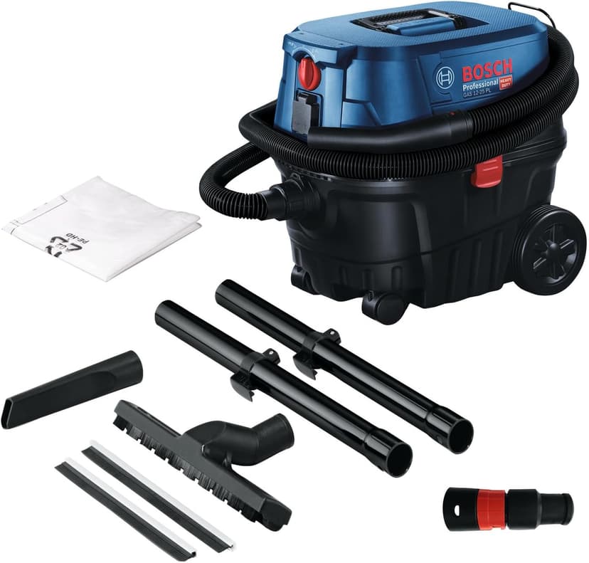 Bosch Professional Aspirateur pour Solides et liquides Gas 12-25 PL (Moteur 1 250 W, débit d'air de 65 l/s, dépression de 200 mbar, y Compris Filtre HEPA, suceur Droit) - 1