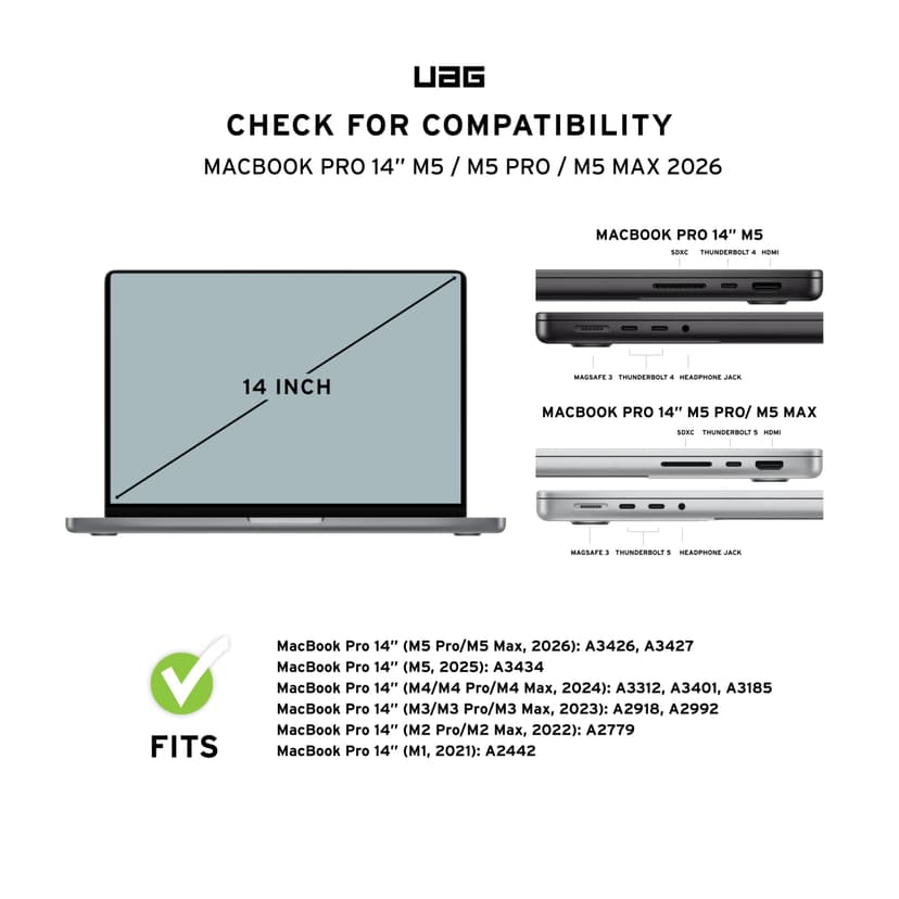 URBAN ARMOR GEAR UAG Designed for MacBook Pro 14" Case M5 2026 M4 2024 M3 2023 Pro/Max Chip Rugged Military Grade Laptop Cover, Plyo Translucent Clear Ice - 2