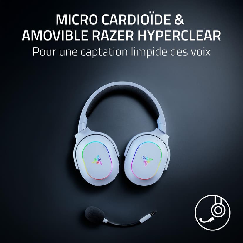 Razer Barracuda X Chroma - Casque de Jeu multiplateforme sans Fil avec 6 Zones Chroma RGB (SmartSwitch Hyperspeed & Bluetooth, 40mm Drivers, Micro cardioïde HyperClear détachable) Blanc - 6