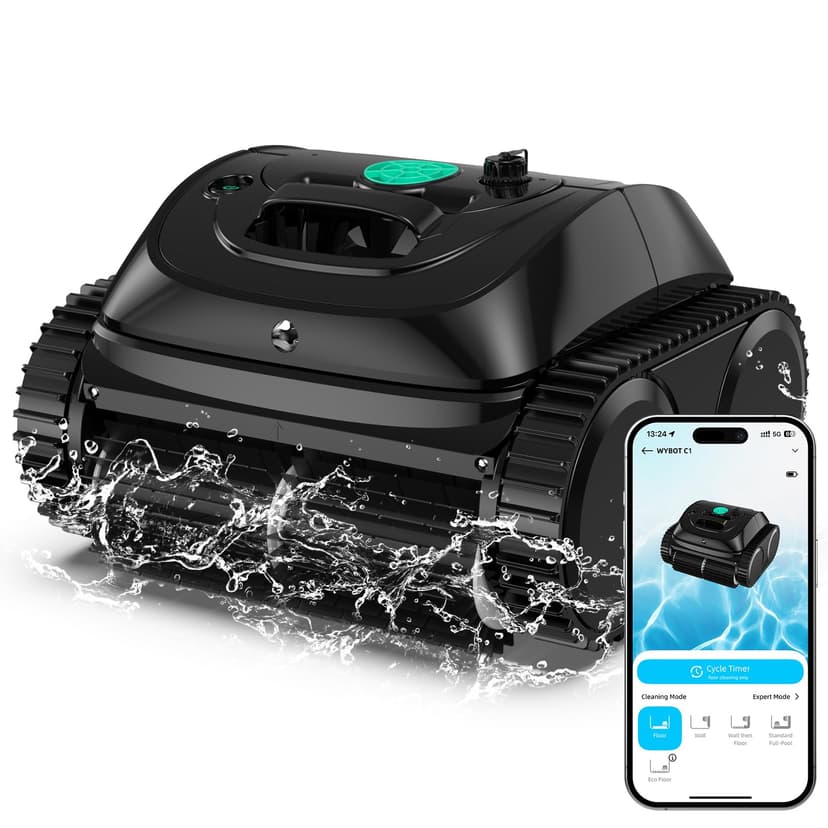 WYBOT C1 Robot Piscine Fond et Parois 150 Min Aspirateur Piscine avec Planification Intelligente des itinéraires, Nettoyage entièrement Automatique du Sol, 150m² Nettoyage Rapide(Vert Noir) - 1