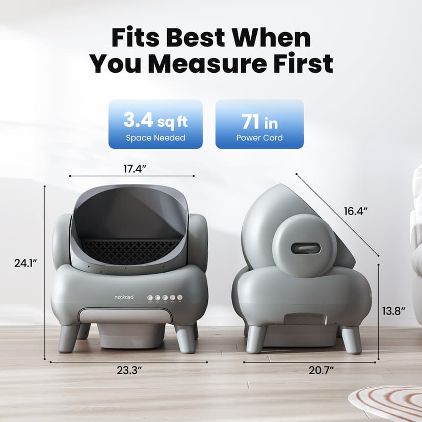 Neakasa M1 Plus Self Cleaning Cat Litter Tray, Open Top Automatic Litter Box with Large Capacity & App Control, Odour-Free Design for Busy Owners & Multi-Cat Homes, Ideal for Travel - 6