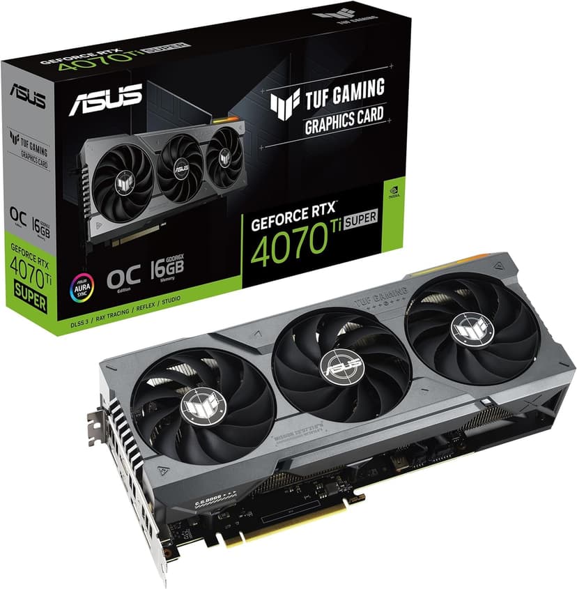 ASUS TUF Gaming GeForce RTX 4070 Ti Super 16GB GDDR6X OC Edition Gaming Graphics Card (NVIDIA GeForce RTX4070Ti DLSS 3, PCIe 4.0, 2X HDMI 2.1a, 3X DisplayPort 1.4a, TUF-RTX4070TIS-O16G-GAMING, Black) - 1