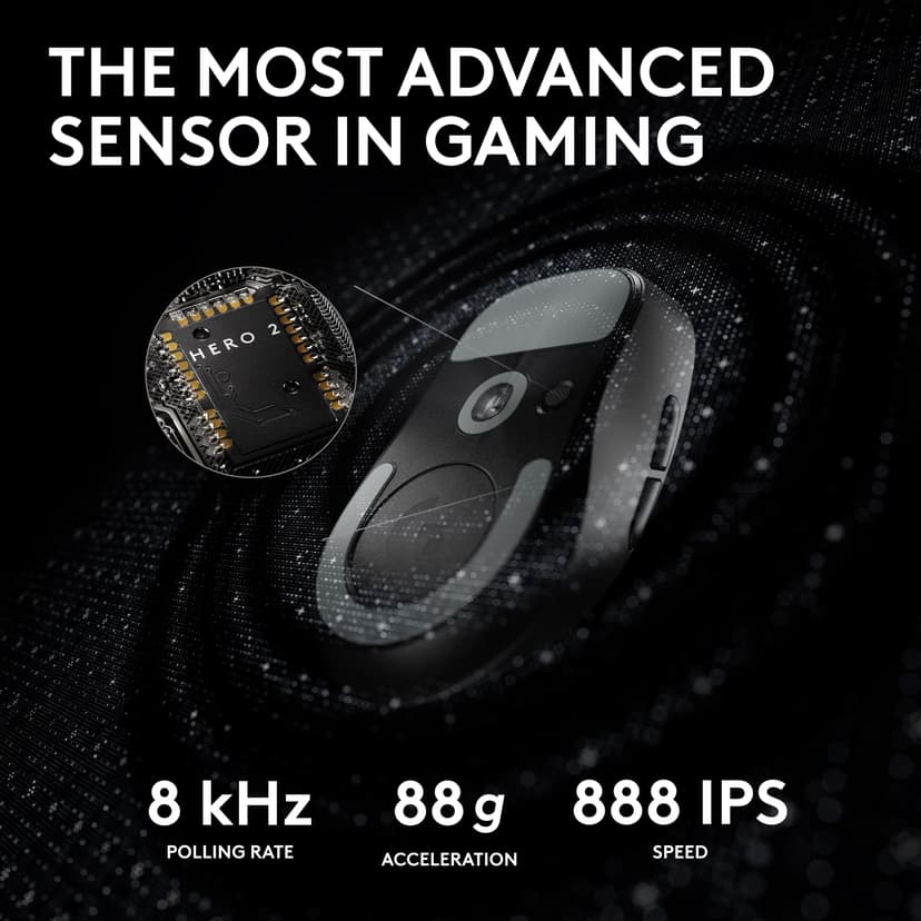 Logitech G PRO X SUPERLIGHT 2 wireless gaming mouse, East Europe Packaging, 60 g pro-grade mouse with 5 programmable buttons, 44k DPI sensor, 8 kHz report rate, USB-C charging for PC/Mac - Black - 5
