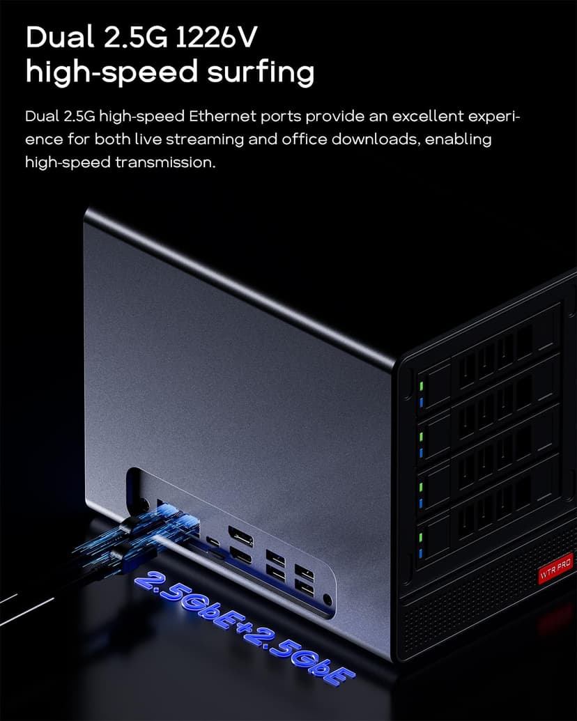 AOOSTAR Ryzen 7 5825U 4-Bay Mini PC NAS, No RAM Without SSD, Desktop NAS 2 M.2 NVMe Slots, 4x2.5/3.5" SATA Storage(up to 4x22TB), No Hard Drive, Only 4 Drive Bays, No OS - 6