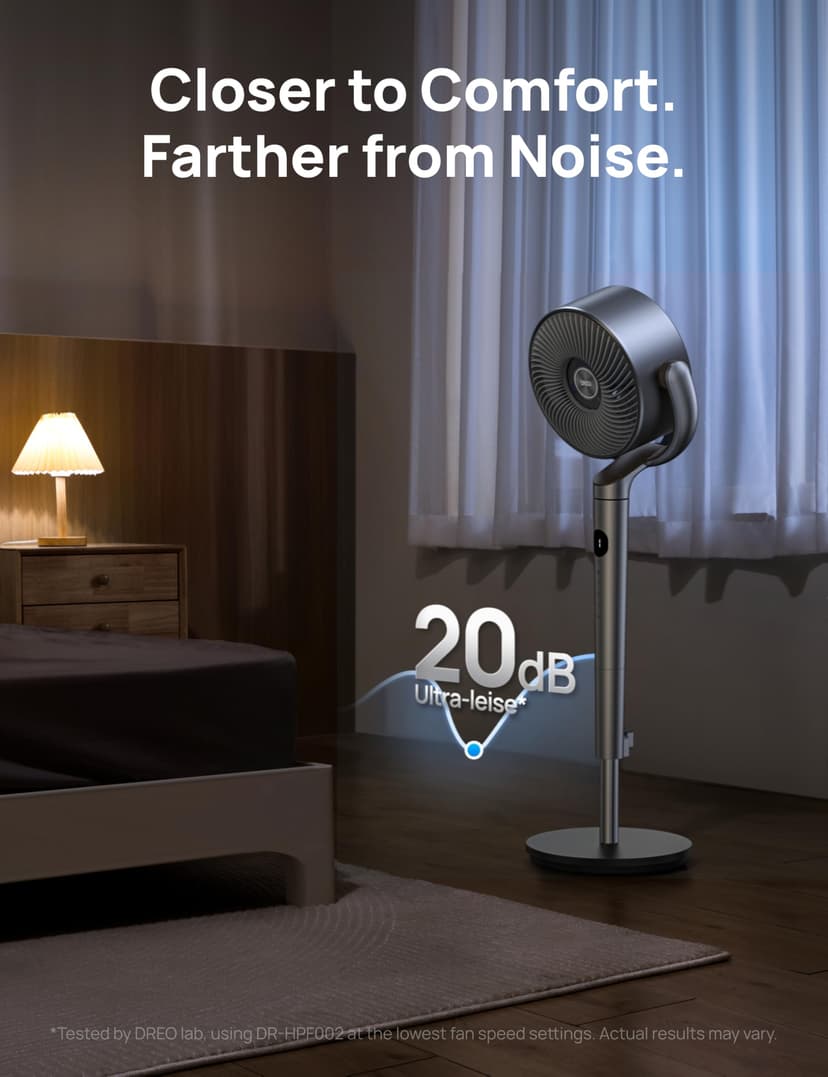 DREO Standing Fan, 120°+120° Smart Oscillating Floor Fans with Wi-Fi/Voice Control, 85 ft Fan For Bedroom, DC Motor Quiet Fans, adjustable height, 8 Speeds, 6 Modes, 12H Timer, Office, Room - 3