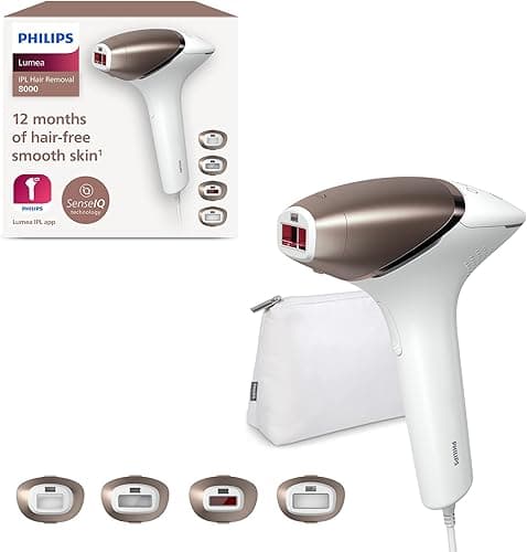 Philips Lumea IPL Hair Removal 8000 Series - Hair Removal Device with SenseIQ Technology, 4 Attachments for Body, Face Bikini and Underarm, Corded Use (Model BRI948/00)