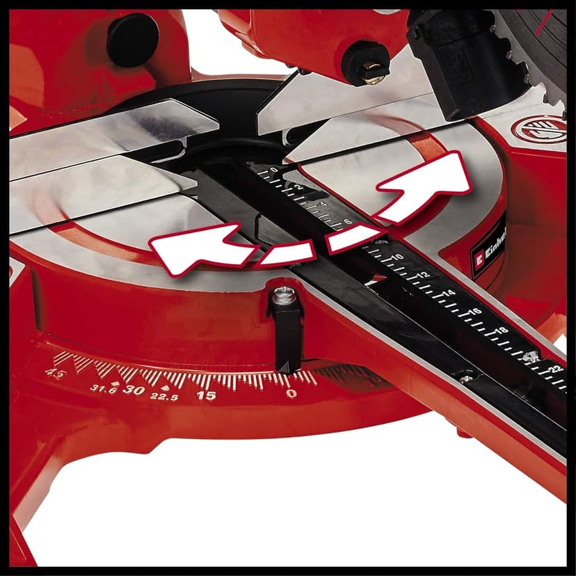Einhell Dual Bevel Sliding Mitre Saw 1800W, +/-45° Mitre, +/-47° Bevel Saw with 48T Blade for Cutting Wood, Dust Extraction, Laser, Suitable for Materials Such as Wood, Coated Boards or Plastic - 4