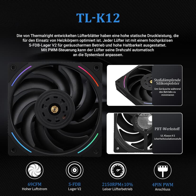 Thermalright Mjolnir Vision 360 ARGB Black-AIO CPU Liquid Cooler,Pantalla LCD IPS con resolución 320 * 240,para AM4/AM5 y LGA1700/1851,'3.5 inch'Pantalla LCD con imán para imágenes - 5