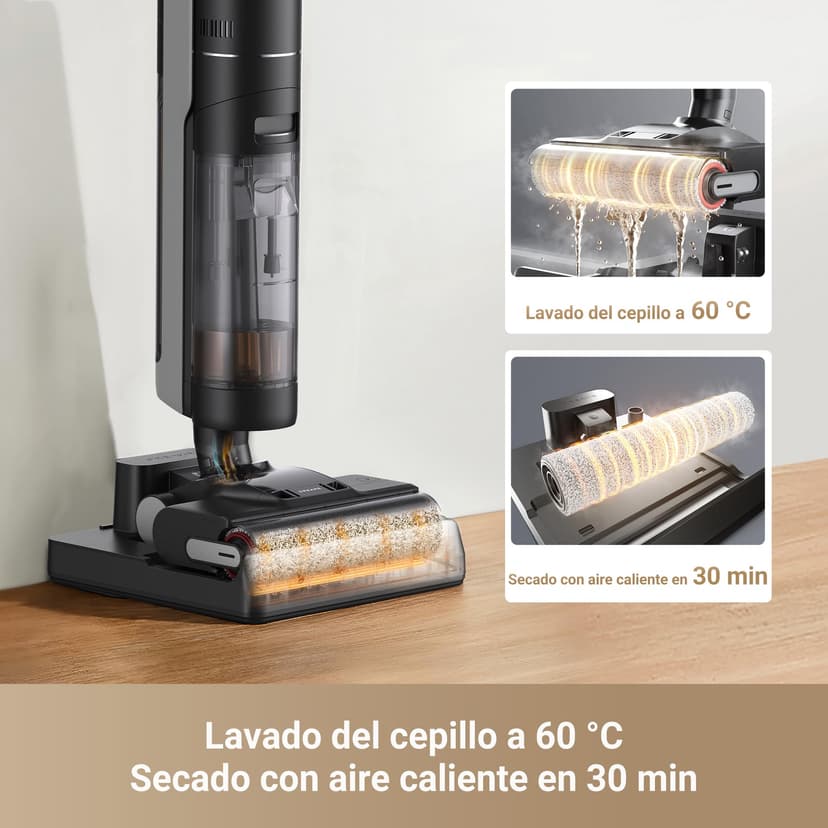 DREAME H12 Pro Ultra Wet & Dry Vacuum Cleaner, Wash 60 °C, Dry 30 Minutes, Double Rotation Auto Cleaning with Heavy Duty Scraper, 16 kPa Suction, 2 Edge Brush, Intelligent Detection/Adjustment - 3