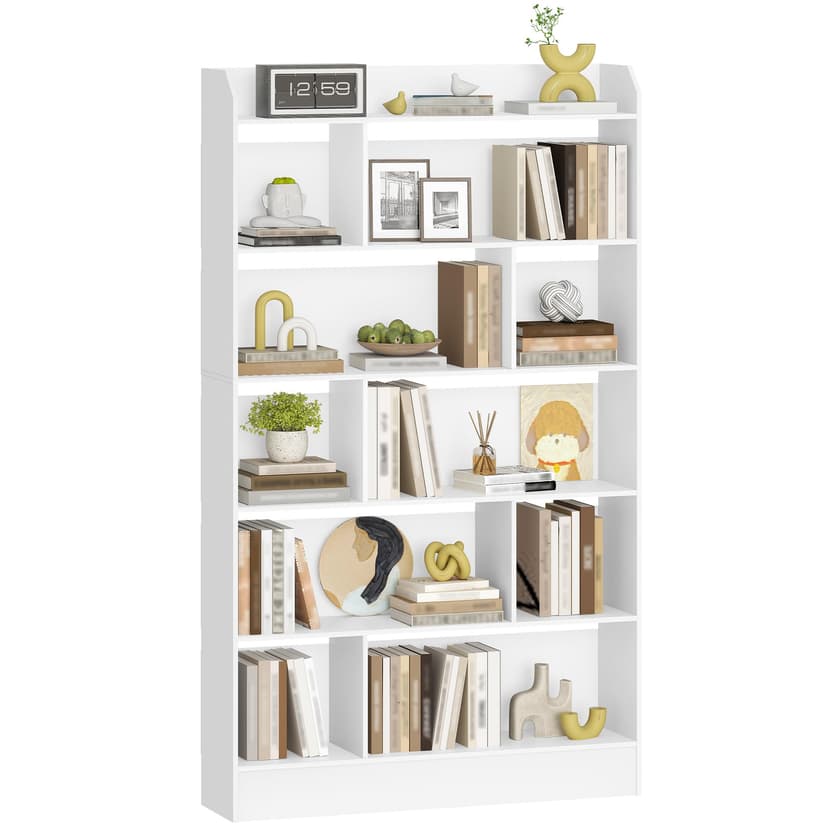 Hzuaneri Bookcase Bookcase with 6 Compartments Storage Shelf Standing Shelf for Living Room Office Bedroom 24 x 100 x 170 cm White BC64403X - 7