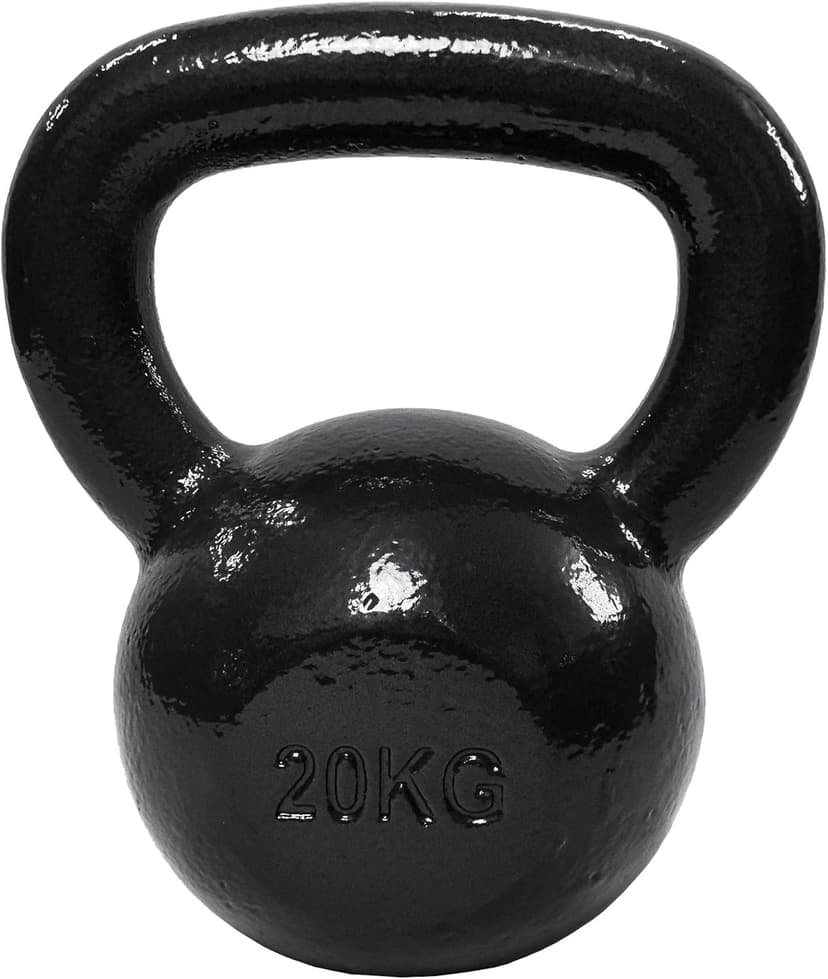 Amazon Basics Cast-Iron Kettlebell with Textured and Painted Surface, Black, 20 kg / 44lbs - 1