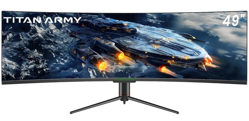 TITAN ARMY 49 Inch Curved Gaming Screen 144Hz, DFHD 3840 x 1080, Ultrawide 1800R VA Gaming Screen, 32:9, HDR400, G-Sync & FreeSync, 99% sRGB, USB Type-C 65W, Height Adjustable, HDMI, DP, C49SHC - 1