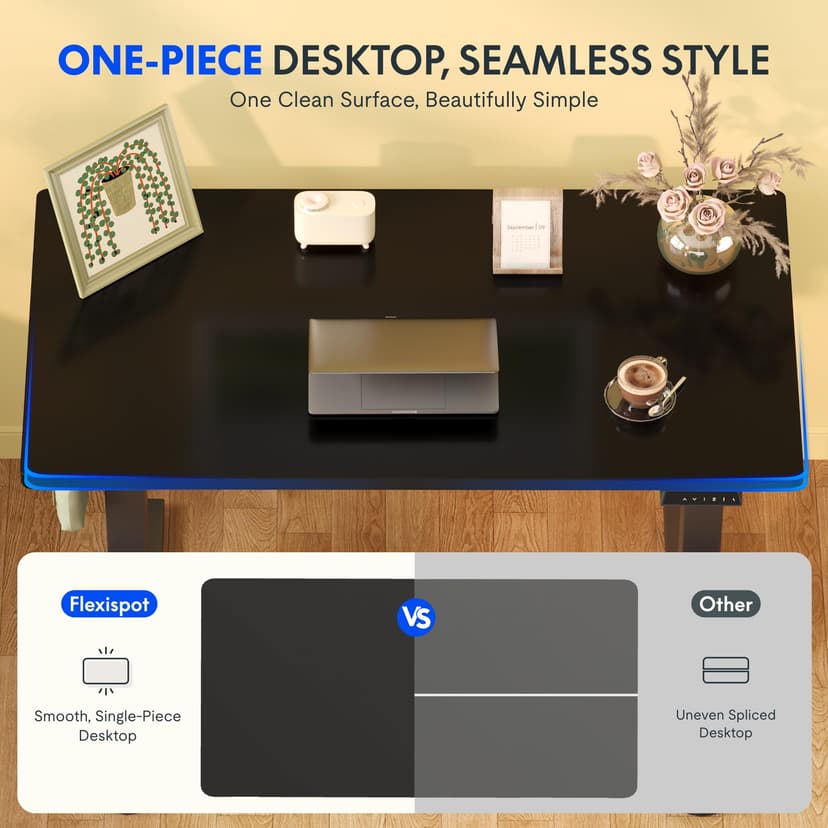 FLEXISPOT Standing Desk, 140 x 80 x (73-123), Electric Height Adjustable, Control Panel with Memory Functions, Teleworking Desk (Black Frame + Maple Table) - 3