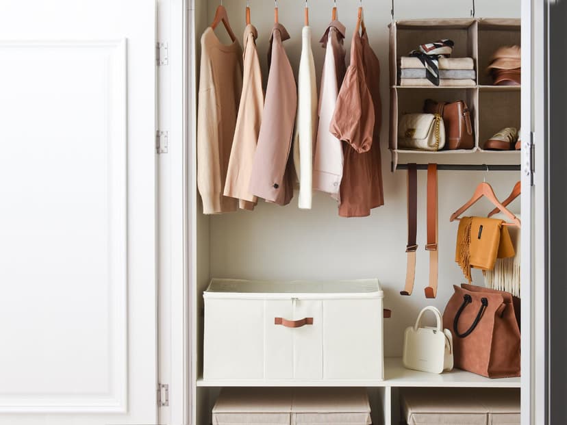 StorageWorks Organisateur de chaussures pour placard, boite rangement chaussures pour 24 paires, boîte en tissu avec couvercle transparent, conteneurs de rangement pour chaussures d'armoire, beige - 4