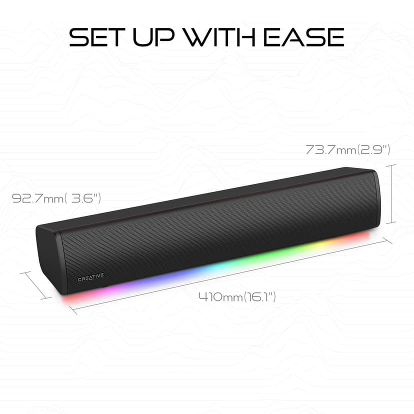 Sound Blaster GS3 Barre de Son de Jeu compacte avec Technologie RVB et SuperWide, alimentée par USB, Bluetooth 5.4, Sortie Casque, pour PC et Mac - 7