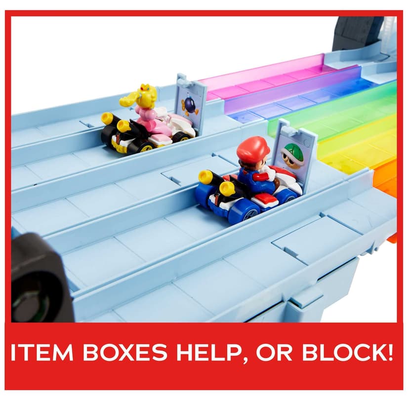 Hot Wheels Mario Kart Rainbow Road Raceway 8-Foot Track Set with Lights & Sounds & 2 1:64 Scale Vehicles, Toy Gift for Kids Ages 4 Years Old & Up, GXX41 - 5