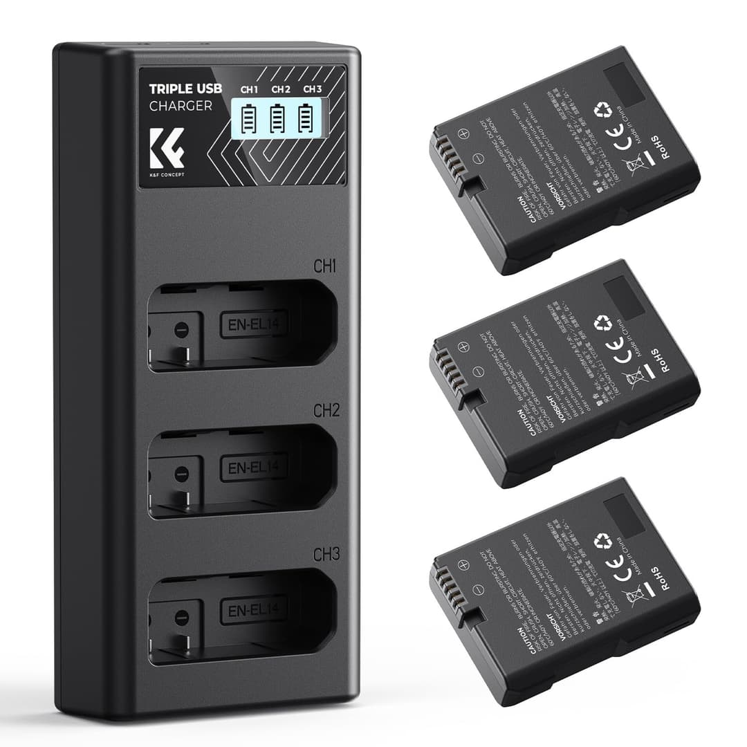 K&F CONCEPT 3 -Pack Batterie EN-EL14 et Chargeur LCD Amél…