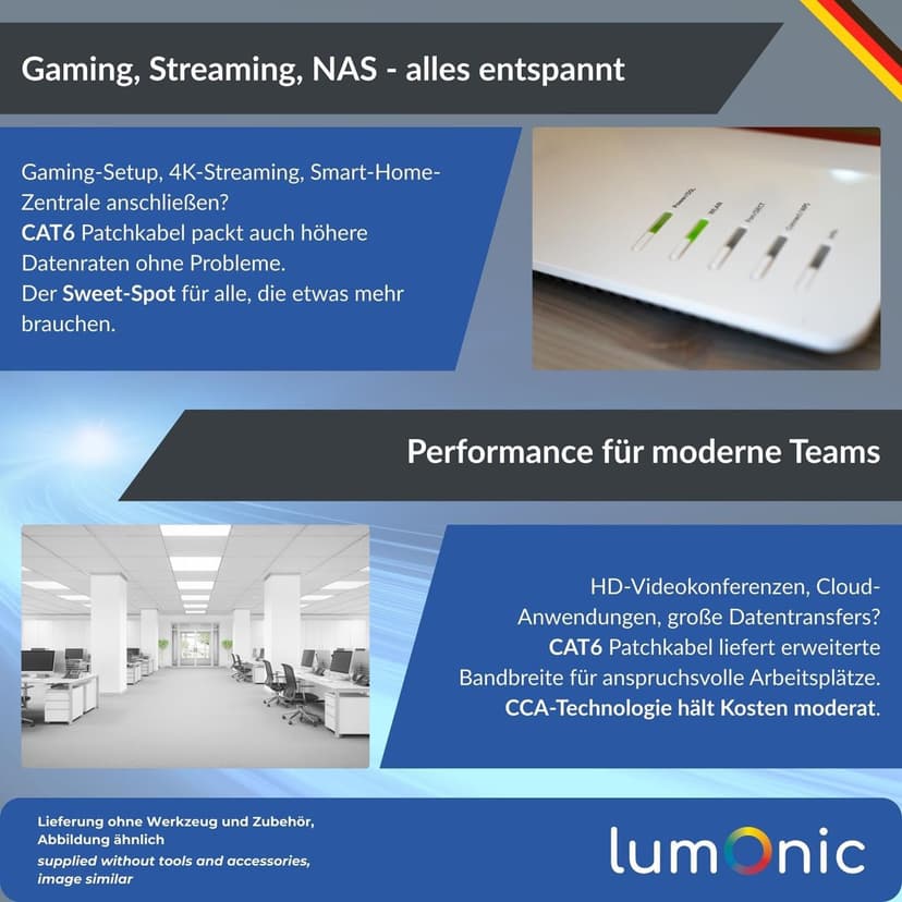 Lumonic 100 m Network Cable CAT 6 F/UTP I Cat6 Cable, Gigabit LAN Cable, Ethernet Cable I Flexible Patch Cable Shielded, for Indoor Use up to 250 - 5