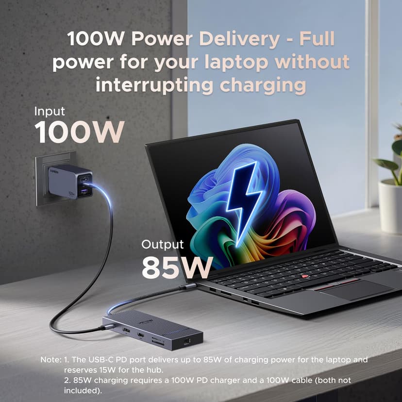 UGREEN Revodok Pro Docking Station (11-in-1), Dual 4K@60Hz HDMI+DP, 4K@120Hz DisplayPort, 2×10Gbps USB-C, 100W PD, 170MB/s SD/TF, 40cm Cable, Aluminum USB C Hub for Dell, HP, Surface Laptops - 6
