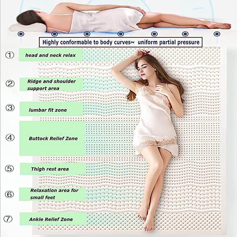 100% Natural Latex Mattress Natural Latex Mattress Home Single Double Mats with Cover Twin Full Size,Thickness,4in,90x220cm(35x87in) - 7